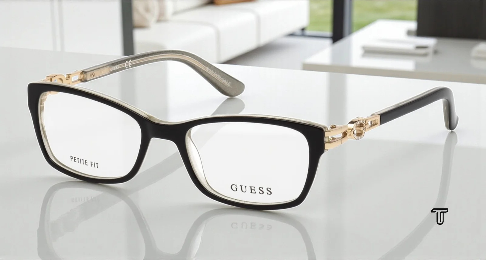 Guess GU2677 001 Shiny Black Clear Lens Plastic 53 mm Women